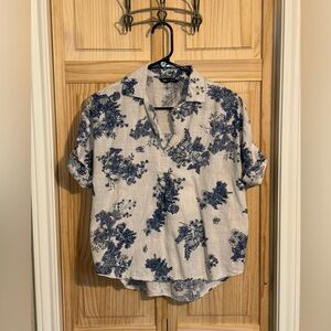 Spiaggia Dolce Blue & White Floral Short Sleeve Top